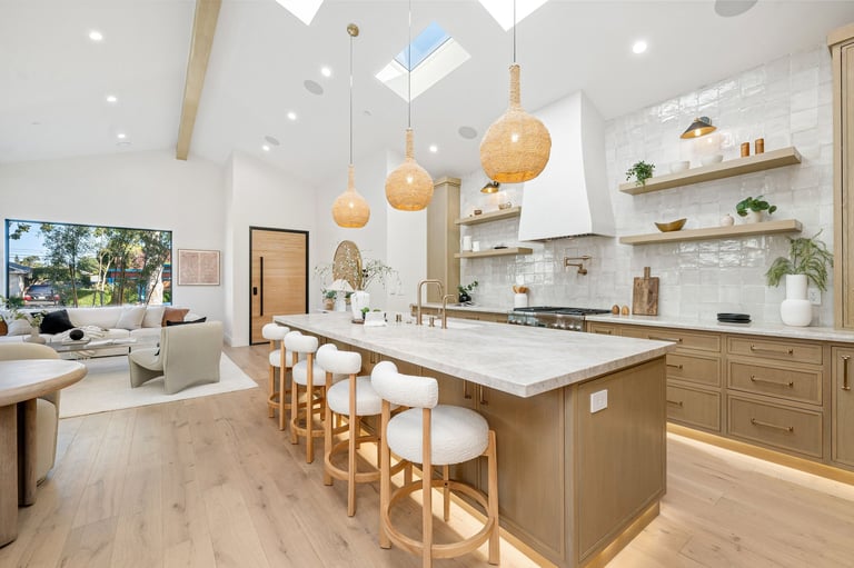 Organic and pet-friendly cleaning products used in a bright clean home